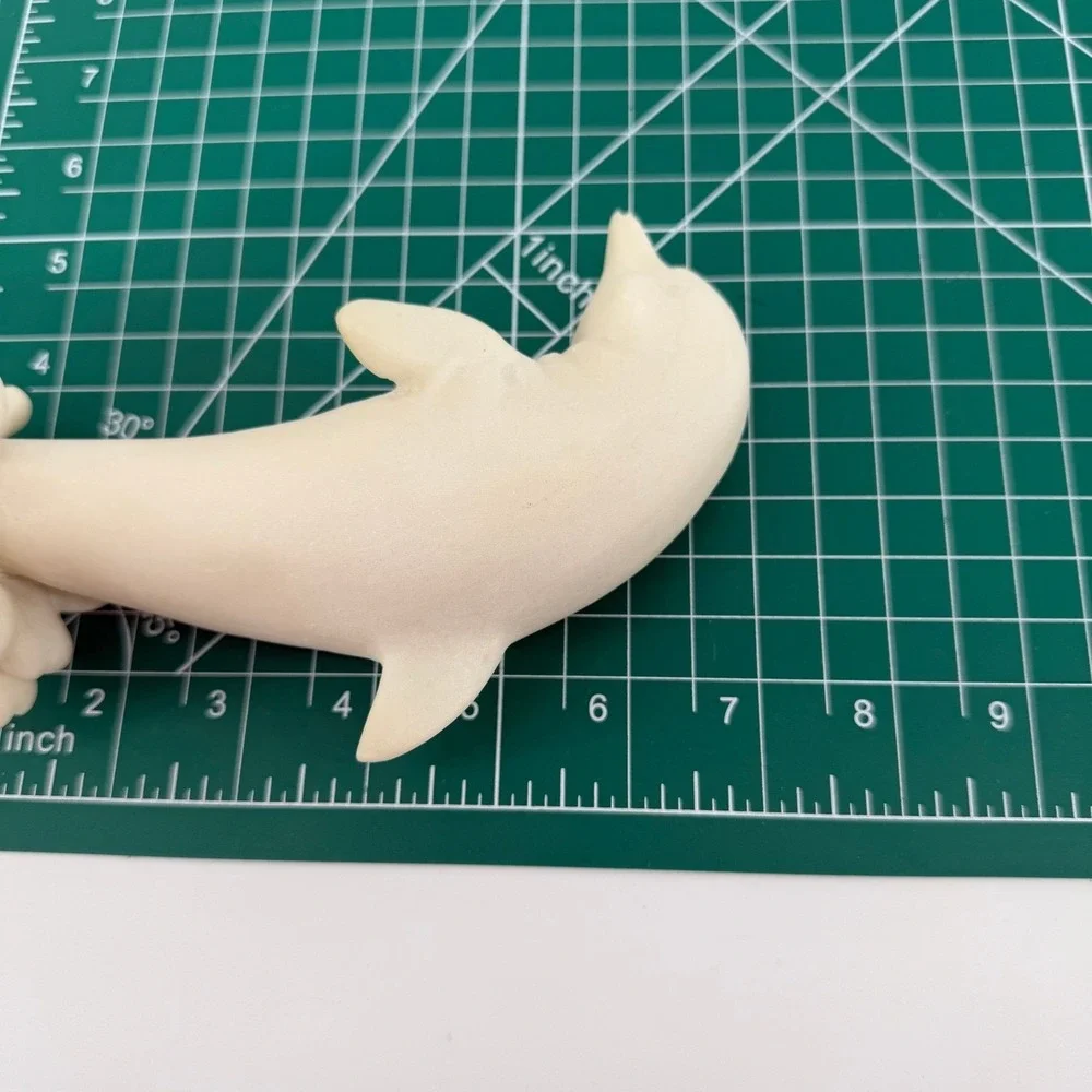 Vintage Hand Carved Alabaster Dolphin Sculpture Figure Cream Coastal Ocean 7